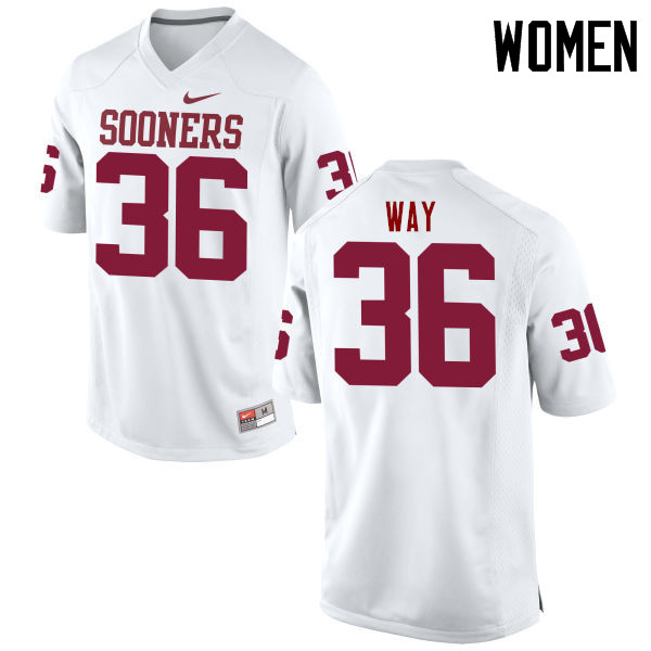 Women Oklahoma Sooners #36 Tress Way College Football Jerseys Game-White - Click Image to Close